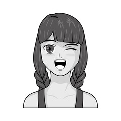 Sticker - winking manga girl face