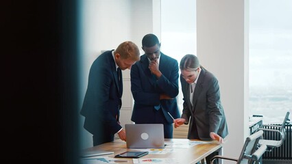 Wall Mural - Young multiracial business people enjoying working together