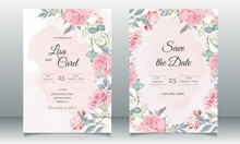 Beautiful Wedding Card With Pink Floral Template