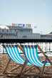 canvas print picture - Striped chairs on a sunny day in Brighton Beach, England      