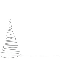 Wall Mural - Christmas tree line draw vector illustration