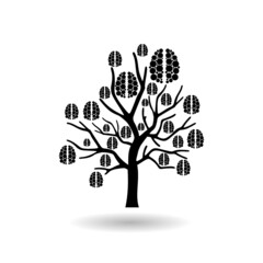 Poster - Brain tree logo icon with shadow