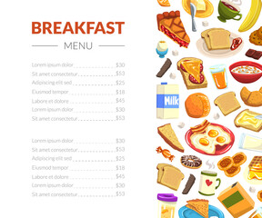 Poster - Tasty Breakfast Food and Drink Restaurant Menu Vector Template