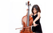 Asian kid love classical music with cello string instrument