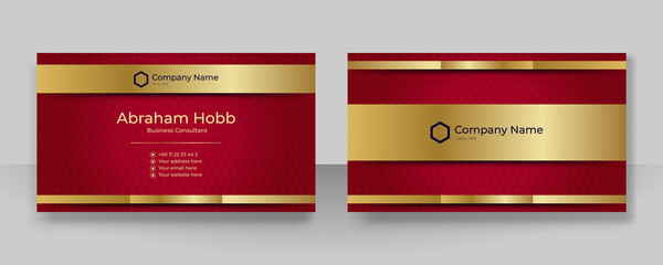 Modern elegant red and gold business card vector background. Luxury creative clean bold business card design template. Vector illustration