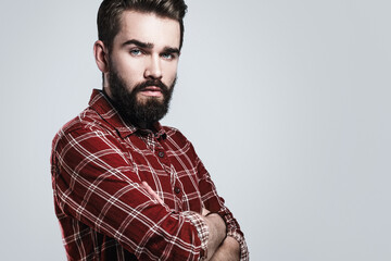 Sticker - Handsome bearded man wearing checkered shirt