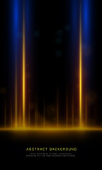Fototapete - Abstract blue and gold light rays effect background. vector illustration