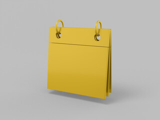 Poster - Golden mono color desk calendar on gray solid background. Minimalistic design object. 3d rendering icon ui ux interface element.