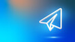 Telegram icon on color background. Abstract telegram logo.  
Icon of telegram messenger with neon light