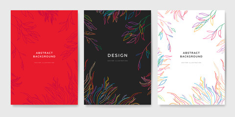 Abstract banners set for inspiration card, poster, cover, leaflet, print, mobile app. Colorful background with hand drawn floral elements. Vector illustration