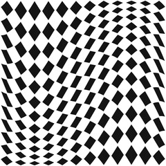 Poster - Checkered black diamonds. Vector simple wavy pattern.