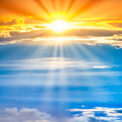 Wall Mural - sunset sky with sun rays