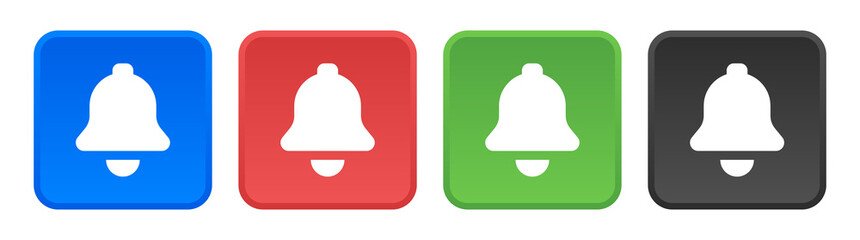 Aufkleber - Notification bell button icon in graphic design. Alarm symbol for web.