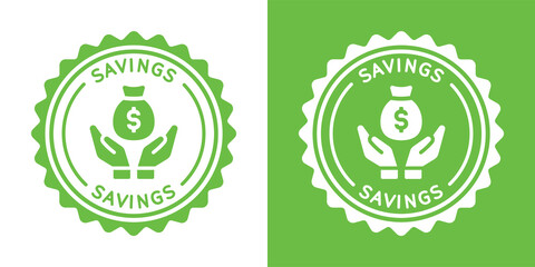 Sticker - Savings seal icon in graphic design. Saving money icon vector illustration.