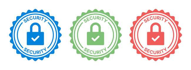 Aufkleber - Security badge icon. Padlock with check mark icon vector illustration.