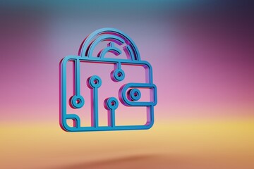 Poster - digital wallet icon. beautiful blue cryptocurrency digital wallet symbol icons on multicolor bright 