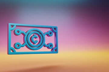 Poster - cryptocurrency icon. beautiful blue cryptocurrency symbol icons on multicolor bright background. 3d 