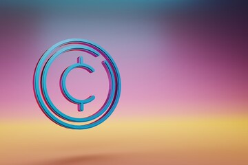 Poster - cryptocurrency coin icon. beautiful blue cryptocurrency coin symbol icons on multicolor bright backg
