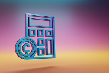 Poster - cryptocurrency calculator icon. beautiful blue cryptocurrency calculator symbol icons on multicolor 