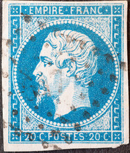 France - Circa 1854: A Postage Stamp From France , Showing A Portrait Of The First President Of France Emperor Napoleon III