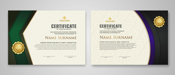 Wall Mural - Certificate template with luxury badge and elegance modern pattern background. for appreciation, achievements, award, business, and education needs. vector illustration