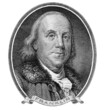 Benjamin Franklin portrait Of Series 1928 A , US dollars banknote.  Vertical close up Old portrait.
