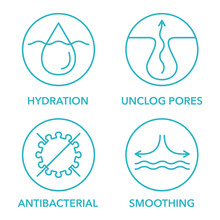 Facial Acne Cleanser Icons Set 