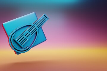 Fototapete - inclined mandolin icon. beautiful blue inclined mandolin symbol icons on multicolor bright backgroun