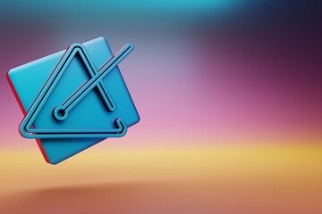 Poster - Music Triangle icon. Beautiful Blue Music Triangle symbol icons on multicolor bright background. 3d rendering illustration. Background pattern for design.
