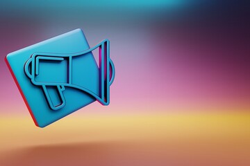 Fototapete - Shout Megaphone icon. Beautiful Blue Shout Megaphone symbol icons on multicolor bright background. 3d rendering illustration. Background pattern for design.