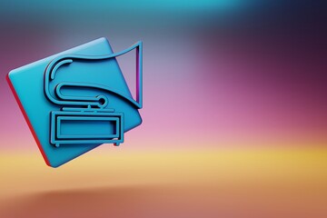 Poster - Old Gramophone icon. Beautiful Blue Old Gramophone symbol icons on multicolor bright background. 3d rendering illustration. Background pattern for design.