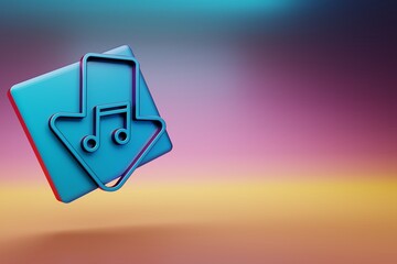 Poster - Download Music icon. Beautiful Blue Download Music symbol icons on multicolor bright background. 3d rendering illustration. Background pattern for design.
