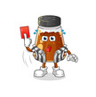 pepper powder referee with red card illustration. character vector