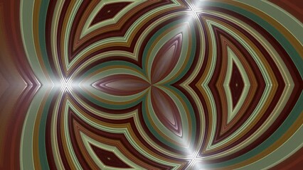Poster - Futuristic kaleidoscope weave 3d render of stripes in abstract hypnotic tracery. Geometric mandala with vibrant gradient and natural design. Digital interior element with squiggly textures.