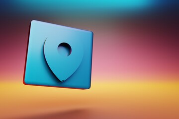 Poster - Location icon. Beautiful Blue Location symbol icons on multicolor bright background. 3d rendering illustration. Background pattern for design.