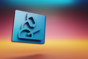 Poster - Microscope icon. Beautiful Blue Microscope symbol icons on multicolor bright background. 3d rendering illustration. Background pattern for design.