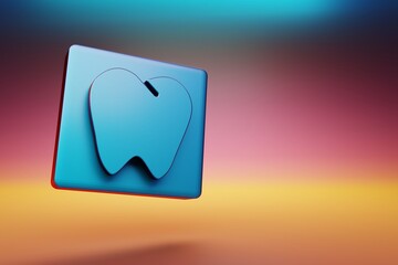 Aufkleber - Tooth icon. Beautiful Blue Tooth symbol icons on multicolor bright background. 3d rendering illustration. Background pattern for design.