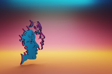 Aufkleber - Blue zodiac sign Gemini on symbol icons on multicolor bright background. 3d rendering illustration. Background pattern for design.