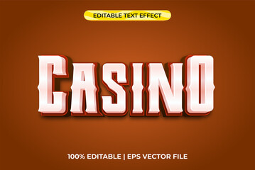 Poster - casino 3d text effect with vintage and classic theme. red typography template for casino game or film tittle.