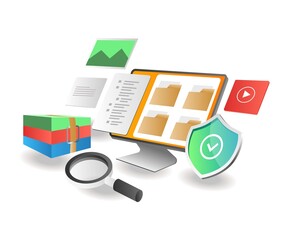 Aufkleber - Isometric illustration concept. zip folder security data