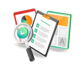 Fototapete - Isometric illustration concept. Paper concept data analysis