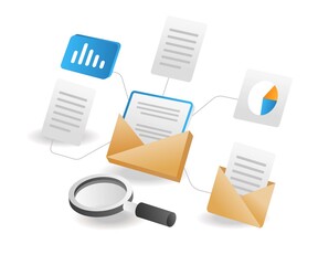 Poster - Illustration isometric concept. Network email data analysis