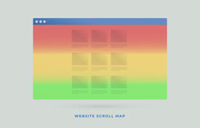 Scrollmap or website scroll heat map tool - type of web page heatmap that visually shows how far users scroll down a page. Digital Marketing SEO strategy increase conversions flat vector icon concept