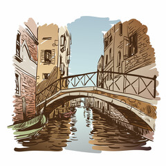 Wall Mural - Venice city. Italy. Hand drawn, vector illustration