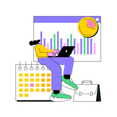 Fototapete - time and attendance tracking system abstract concept vector illustration. attendance time tracking c