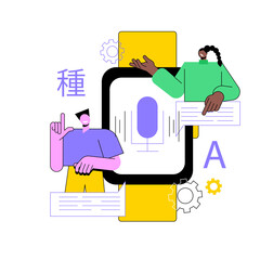 Poster - Digital translator abstract concept vector illustration. Digital translation technology, portable translator, electronic language dictionary, multilingual mobile application abstract metaphor.
