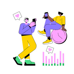Fototapete - Screen addiction abstract concept vector illustration. Digital overload, information dependence, smartphone addiction, screen addicted, mobile phone dependence, mental disorder abstract metaphor.