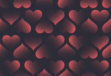 Valentine's Day Seamless Background Vector Classic Hearts Red Black Pattern Abstract Wallpaper. Dotted Texture Heart Graphic Love Symbol Repetitive Wrapping Paper Texture. Romance Art Illustration