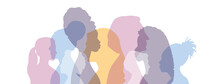 Women Of Different Ethnicities Together. Flat Vector Illustration.	