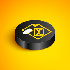 Poster - Isometric line MSG file document. Download msg button icon isolated on yellow background. MSG file symbol. Black circle button. Vector